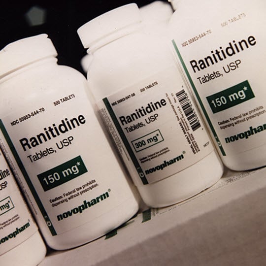 Ranitidine bottle of pills