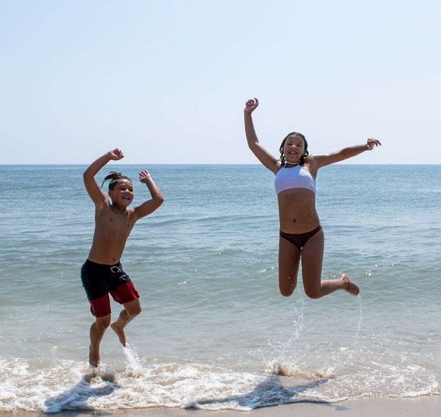 children in the sea